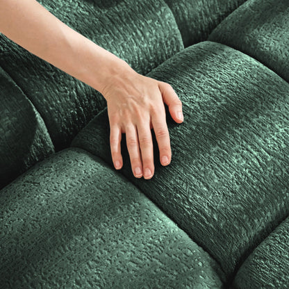 Modern Style 4 Seater Sofa Set With 2 Ottomans Frame - Premium Green