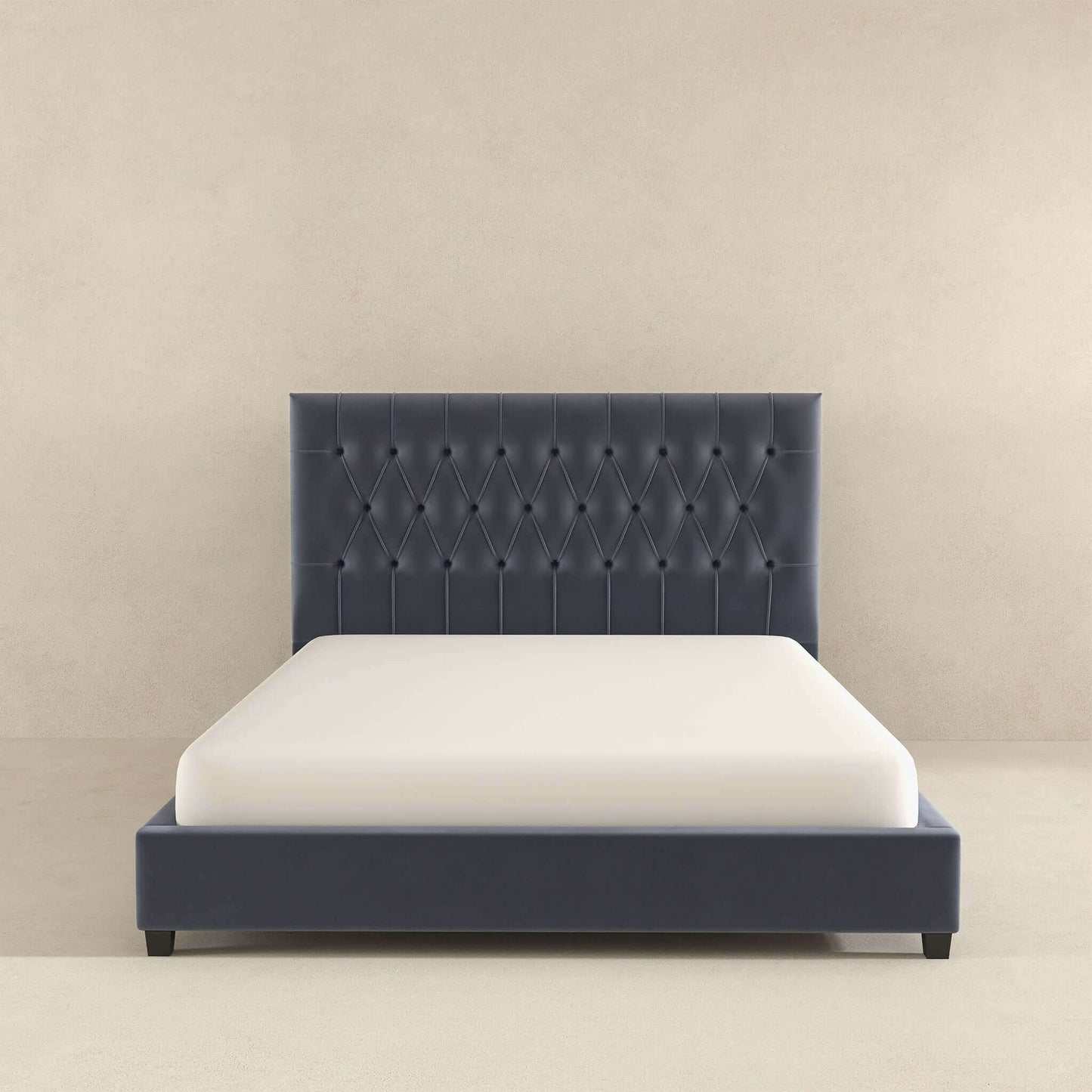 Donald - Queen Mid Century Modern Platform Bed - Gray