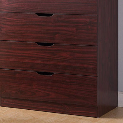 5 Drawer Bedroom Dresser, Home Chest Cabinet With Cut - Out Handles - Mahogany