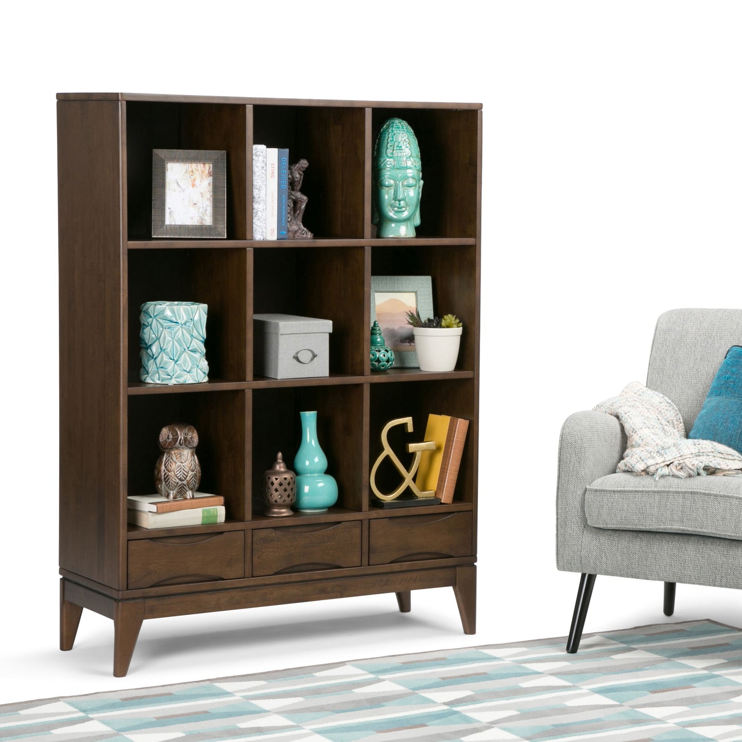Harper - Cube Storage With Drawers - Walnut Brown