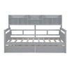 Twin Size Daybed, Slat Support, With Bedside Shelves And 2 Drawers - Gray