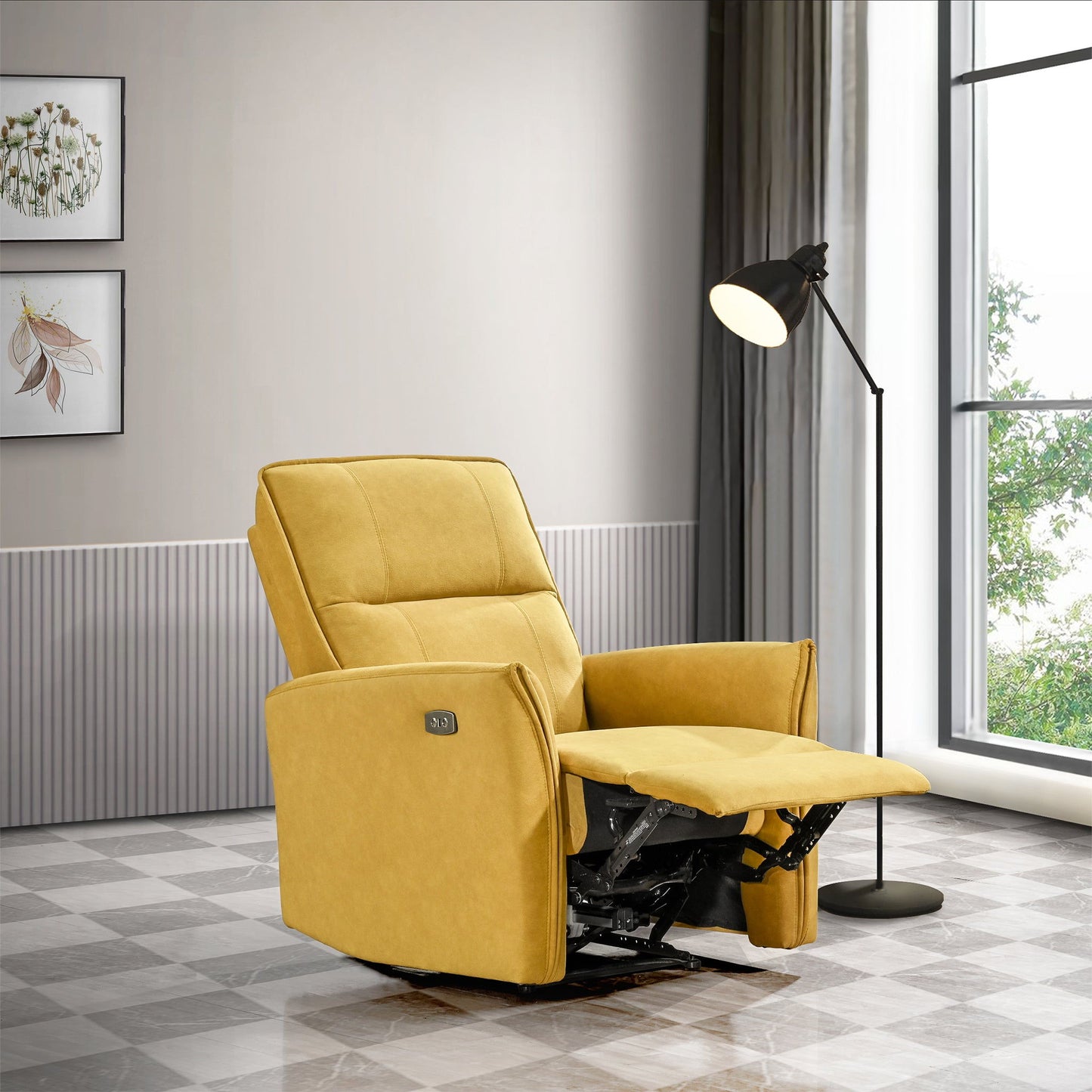 Asheville - Suede Recliner Chair - Dark Yellow