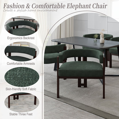 Modern Accent Chair Teddy Upholstered Armchair With Open Back 3 Legs Barrel Dining Chair Comfy Side Chair (Set of 2) - Emerald
