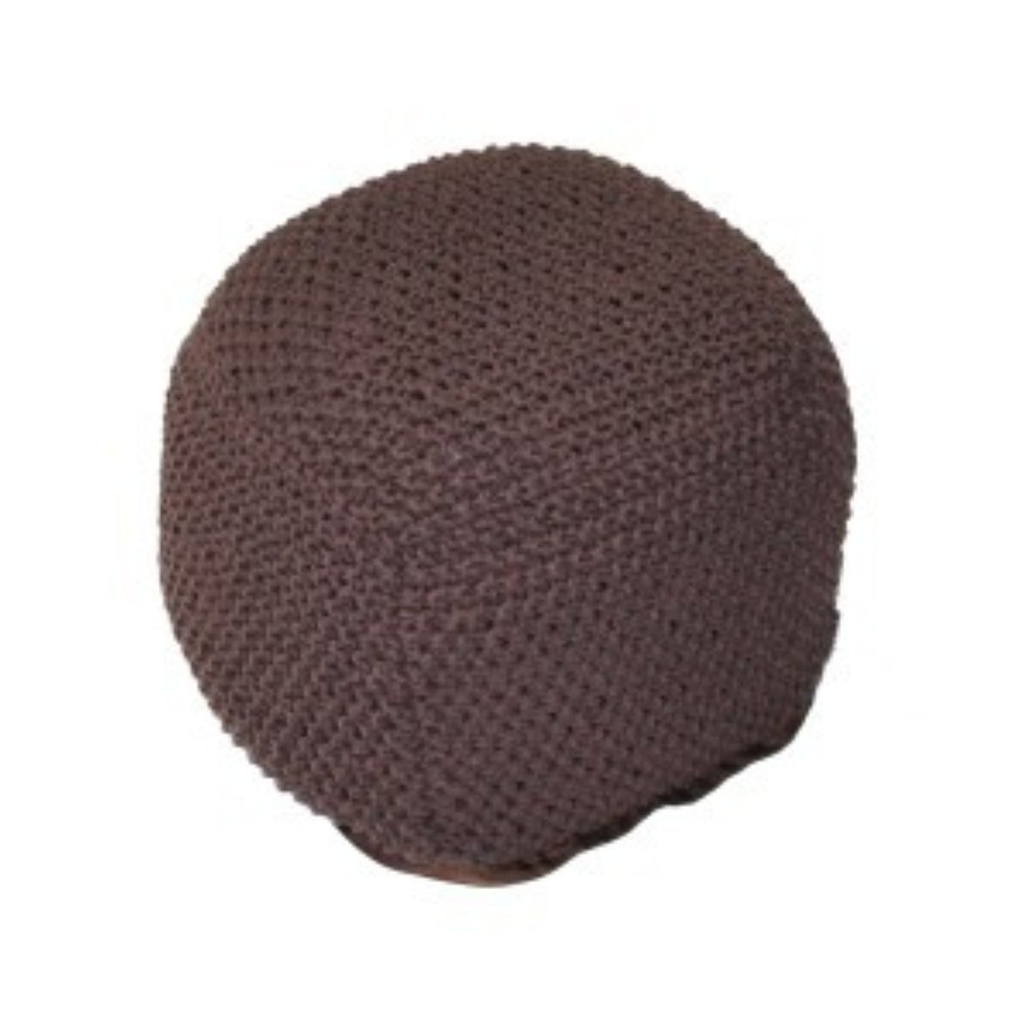 Handmade Semi Rounded Cable Knitted Pouf Perfect Seating & Footrest 100% Cotton - Brown