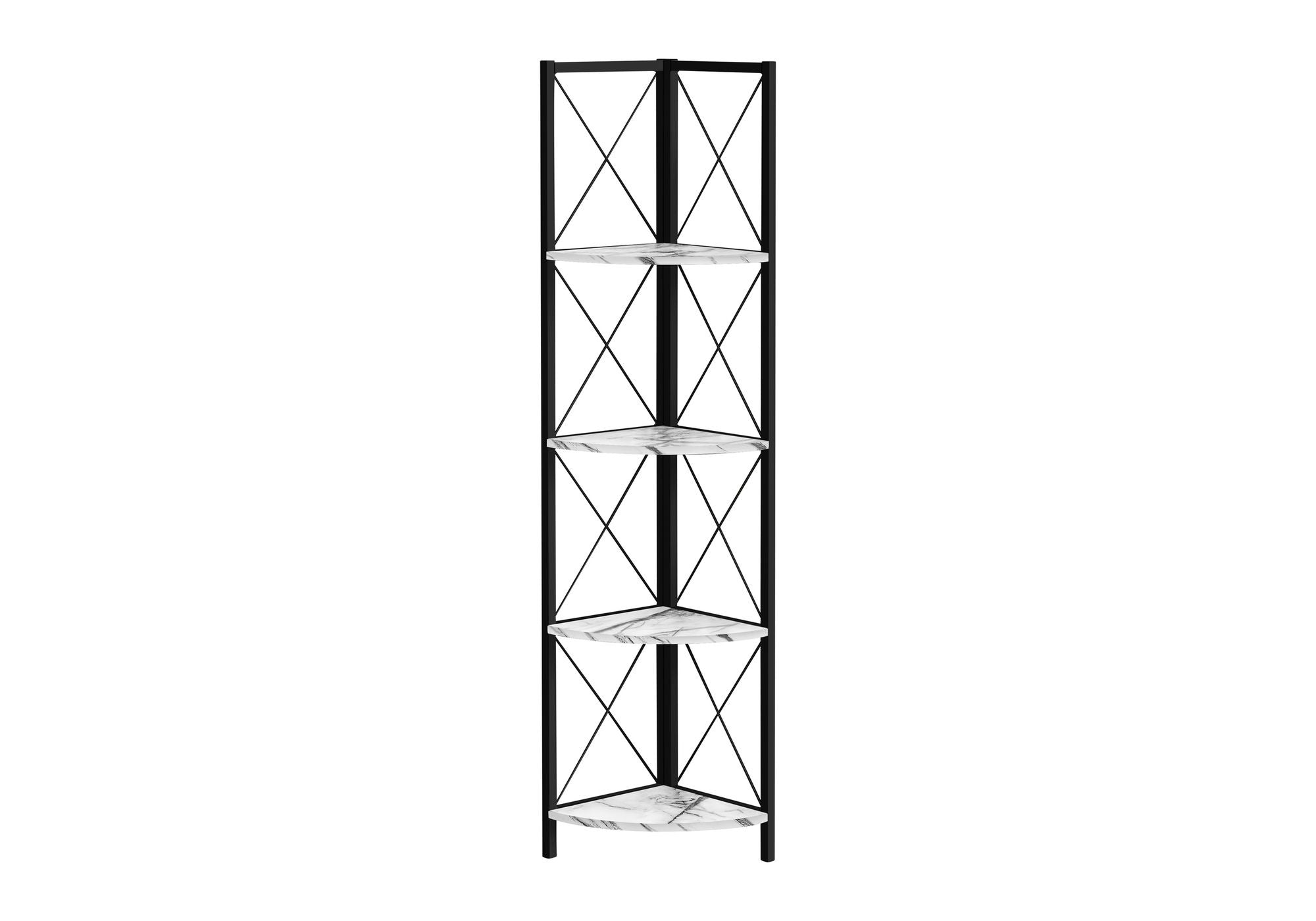 Bookshelf, Bookcase, Etagere Corner, 4 Tier, Office, Contemporary & Modern - White