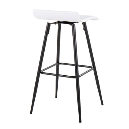 Ale - Contemporary Fixed Height Bar Stool (Set of 2) - White / Black
