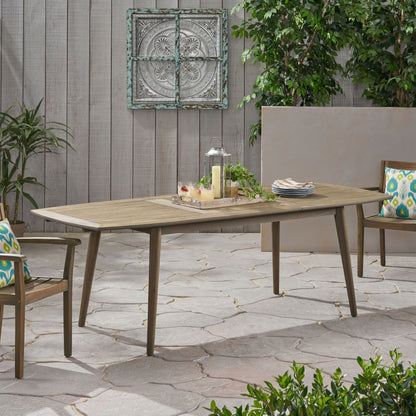 Placidity - Outdoor Expandable Dining Table With Slatted Tabletop And Tapered Legs - Gray