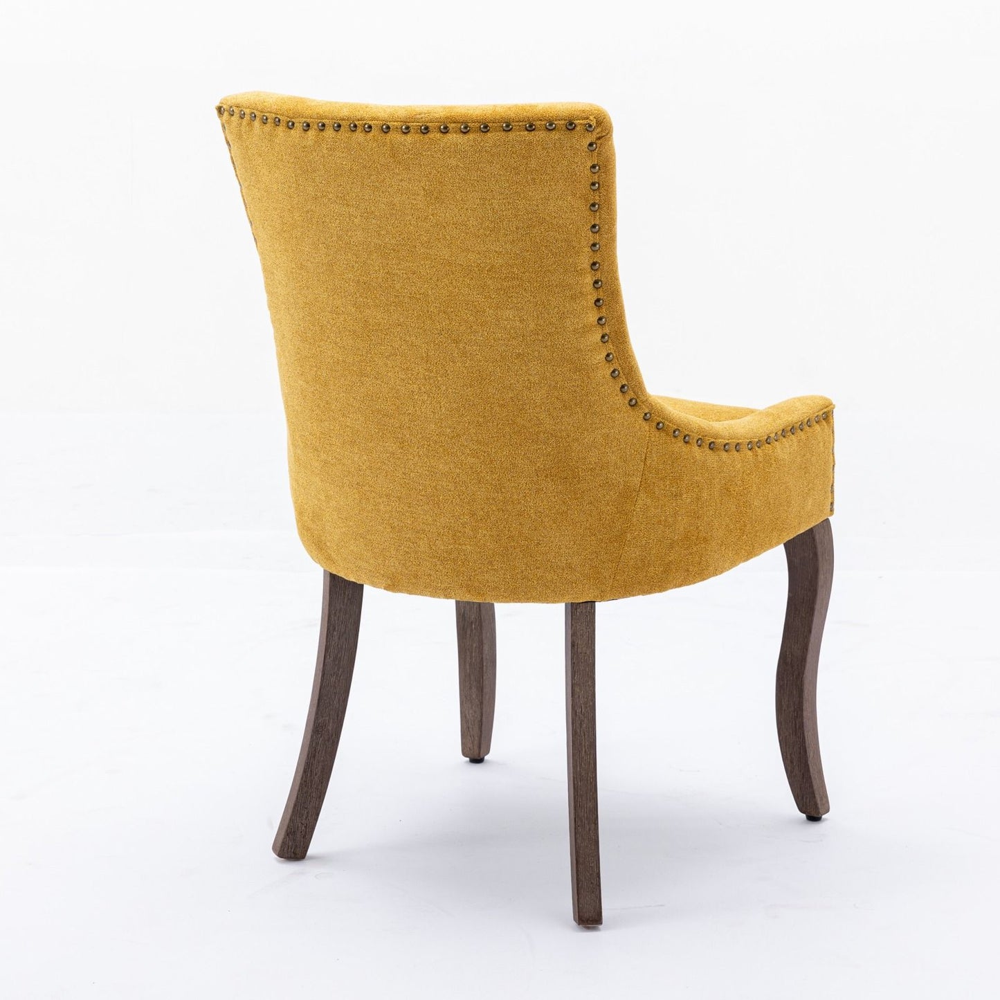 Ultra Side Dining Chair, Thickened Fabric Chairs With Neutrally Toned Solid Wood Legs, Bronze Nail Head (Set of 2) - Golden Yellow