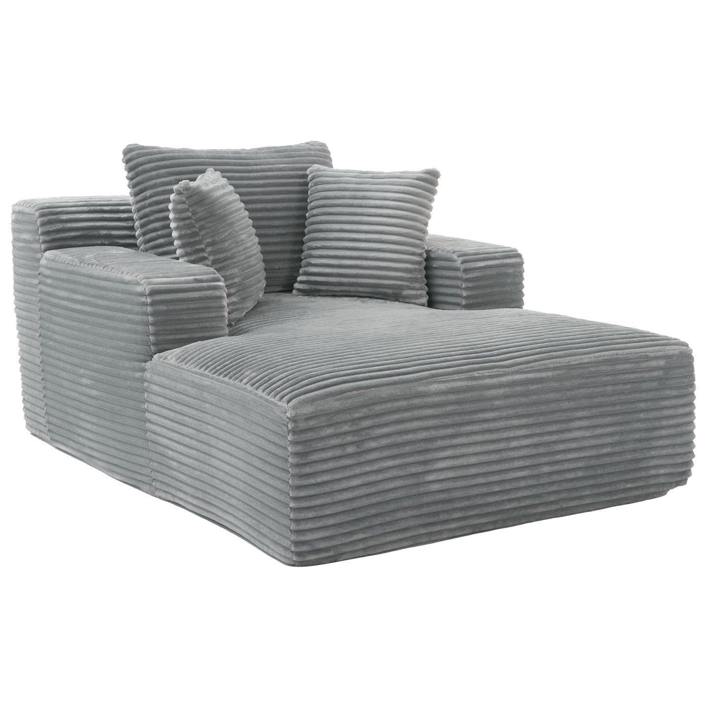 Modern Full Compressed Chaise Lounge Sofa Bed With Removable Pillows, Upholstered - Gray