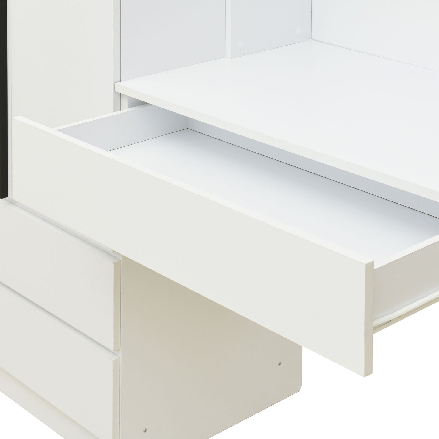 3 Door Storage Desk Wardrobe For Bedroom With Shelves And 3 Drawers - White