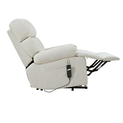 Oversized Power Lift Recliner Chair - Electric Fabric Reclining Sofa Chair With Remote Control, Side Pocket, And Spacious Seat For Home Theater - Light Gray