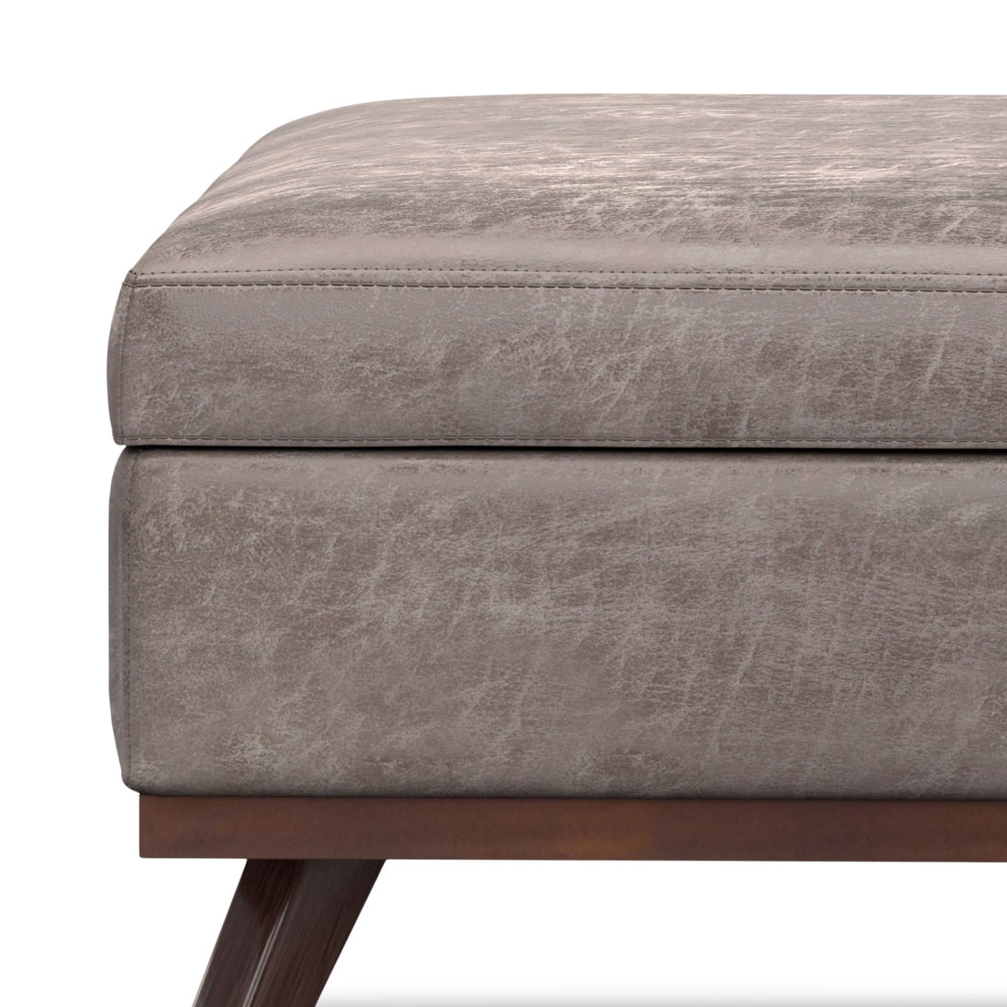 Owen - Extra Large Square Coffee Table Storage Ottoman - Distressed Gray Taupe
