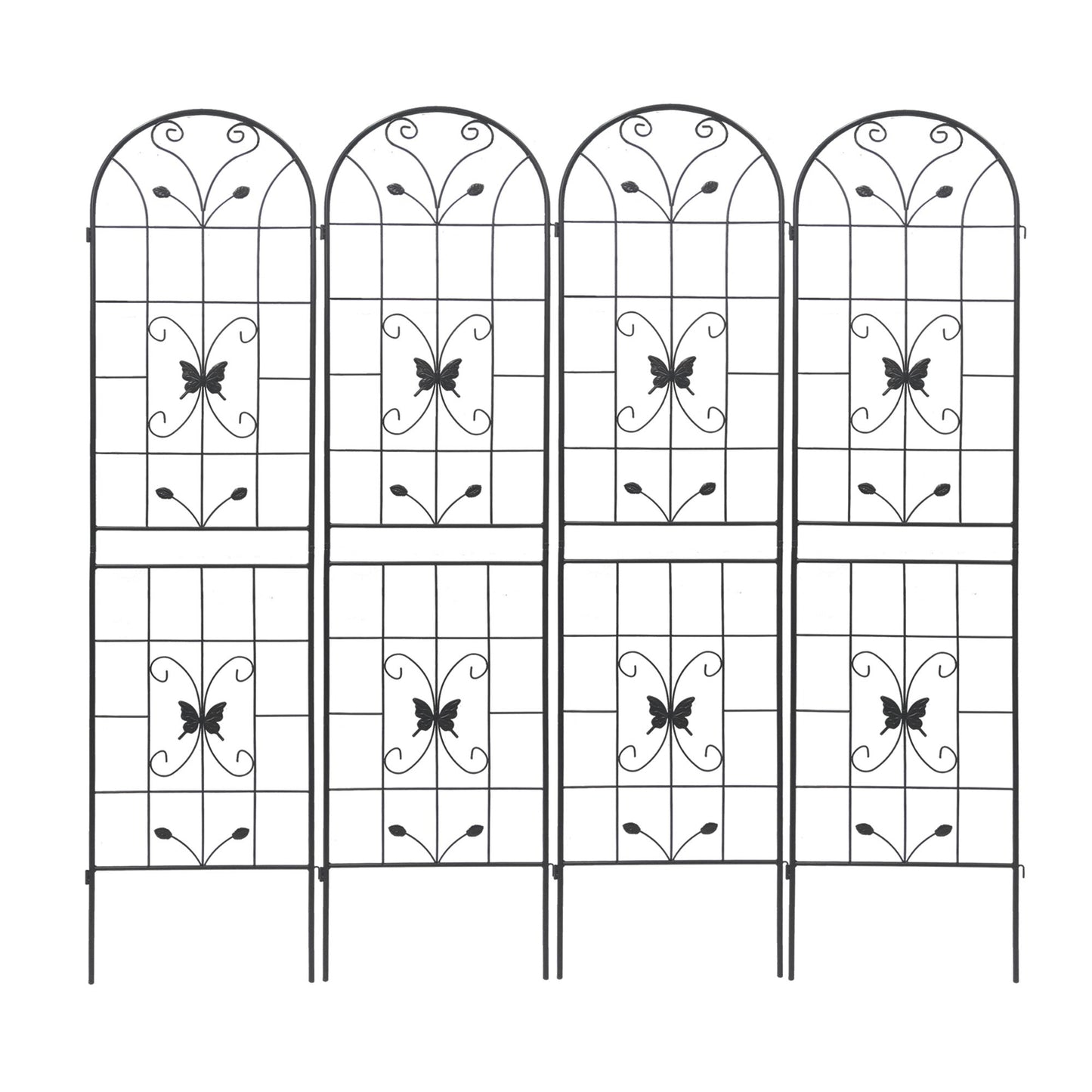 2 Pack Garden Metal Trellis Rustproof Trellis For Climbing Plants Outdoor Flower Support - Black