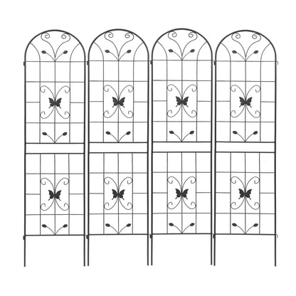 2 Pack Garden Metal Trellis Rustproof Trellis For Climbing Plants Outdoor Flower Support - Black