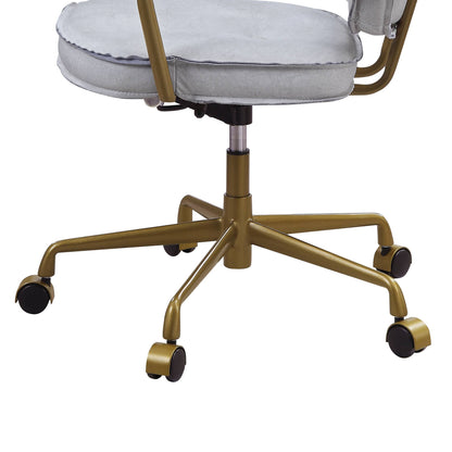 Siecross - Vintage Top Grain Leather Office Chair - Antique White / Gray