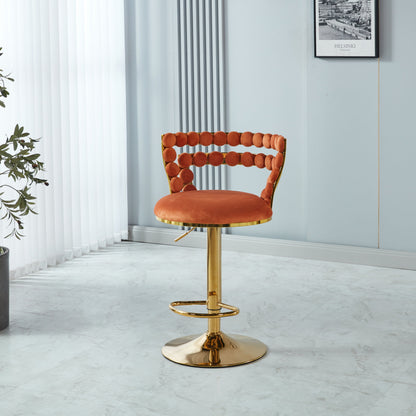 Modern Bar Chair With Iron Tube Legs, Soft Cushions And Comfortable Backrest, Suitable For Dining Room, Living Room, Cafe, Hairball Back, Bar Stool (Set of 2) - Golden