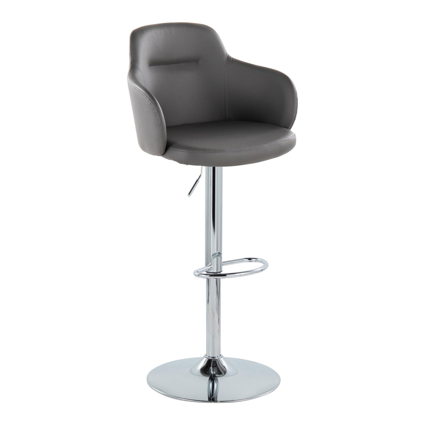 Boyne - Contemporary Adjustable Barstool With Swivel With Oval Footrest (Set of 2) - Chrome / Gray
