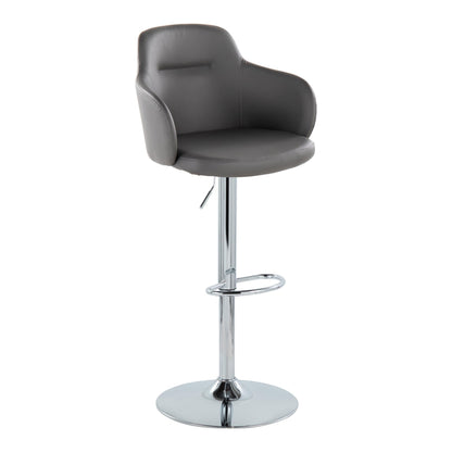 Boyne - Contemporary Adjustable Barstool With Swivel With Oval Footrest (Set of 2) - Chrome / Gray
