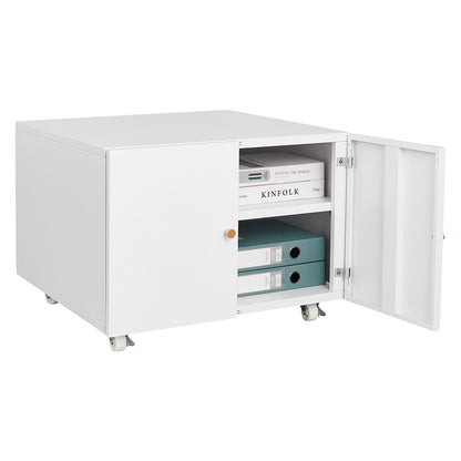 Office Furniture Copier Cabinet 2 Door Steel Copier Stand Mobile Pedestal File Printer Stand - White