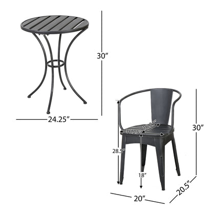 Yearn - 3 Piece Bistro Set With Table And 2 Chairs - Black