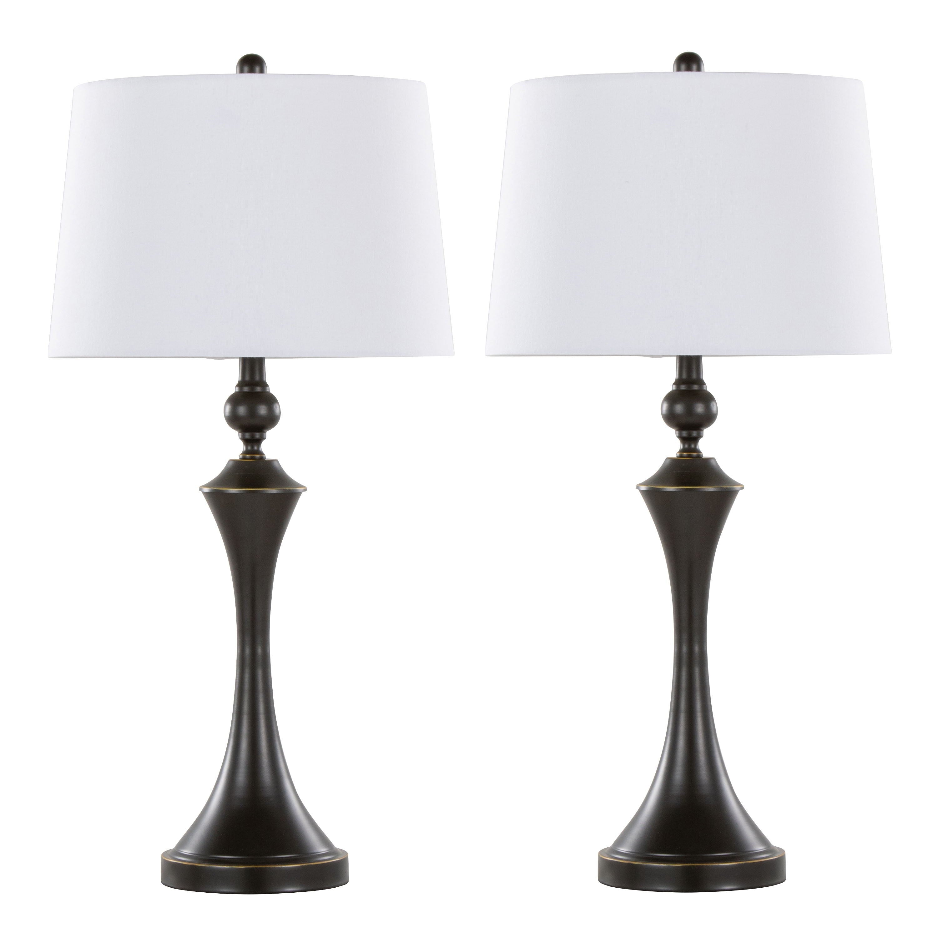 Flint - Contemporary Table Lamp Built In USB Port (Set of 2) - Oil Rubbed Bronze - White