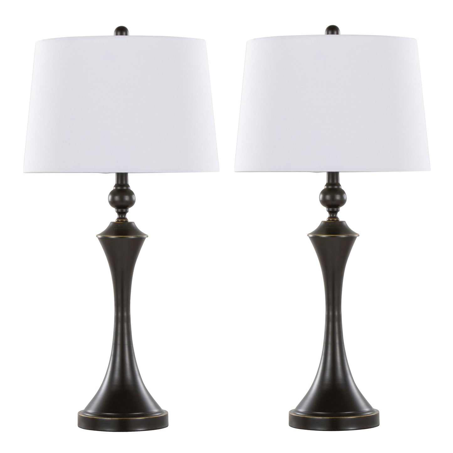 Flint - Contemporary Table Lamp Built In USB Port (Set of 2) - Oil Rubbed Bronze - White