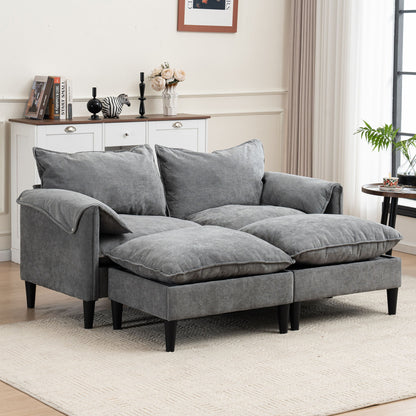 Convertible Combination Sofa, Sofa U Shaped, Sofa With Footstools With Storage - Gray Sofa For Living Room, Living Room 2 Seater Combination Sofa Gray - Gray