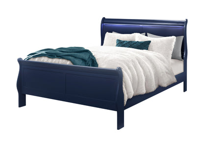 Charlston - Queen Bed With LED - Blue
