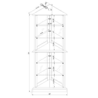 Corner Curio Dispaly Cabinet With Lights, Adjustable Tempered Glass Shelves, Mirrored Back (E26 Light Bulb Not Included) - Cherry