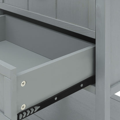 2 Drawer Side Table, American Style, End Table, Suitable For Bedroom, Living Room, Study - Light Gray