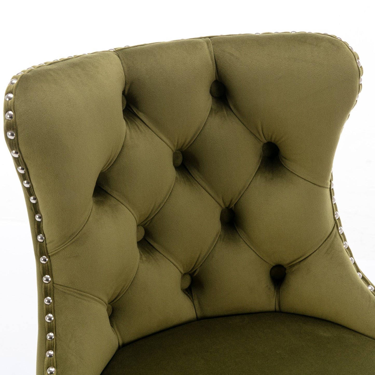 Swivel Velvet Barstools Adjusatble Seat Height From 25-33", Modern Upholstered Chrome Base Bar Stools With Backs Comfortable Tufted For Home Pub And Kitchen Island (Set of 2), 1712Ol - Olive Green