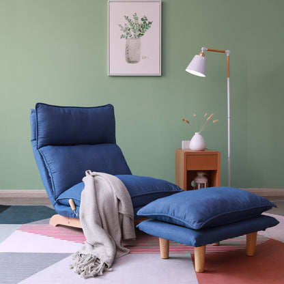 Single Lazy Sofa Chair Leisure Foldable Reclining Chair - Blue