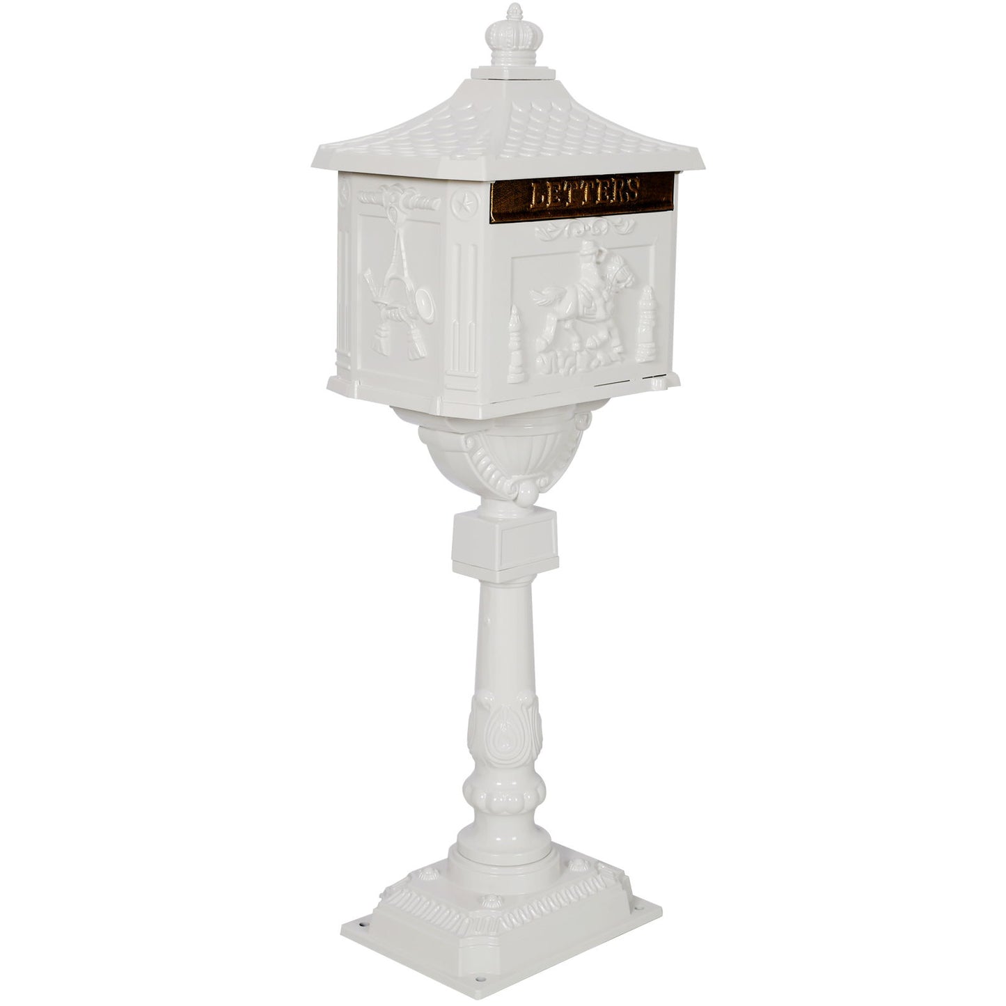 Cast Aluminum Mail Box, Postal Box, Mailbox - White