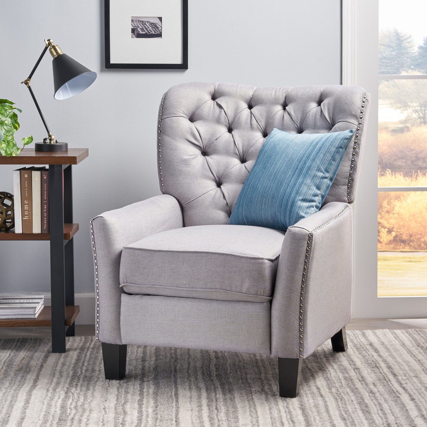 Modern Push Back Recliner - Light Gray