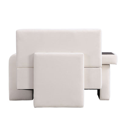 Modern Oversized Armchair, Wide Mid-Century Chair With Pillow Upholstered, Sturdy Wood Frame & Soft Cushion For Living Room - Beige