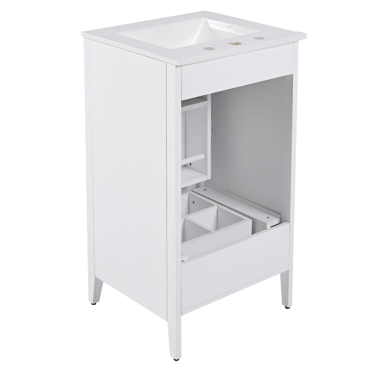 Modern 20.3" Bathroom Vanity With Sink, Functional Drawer, Soft Closing Door - White