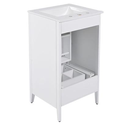 Modern 20.3" Bathroom Vanity With Sink, Functional Drawer, Soft Closing Door - White