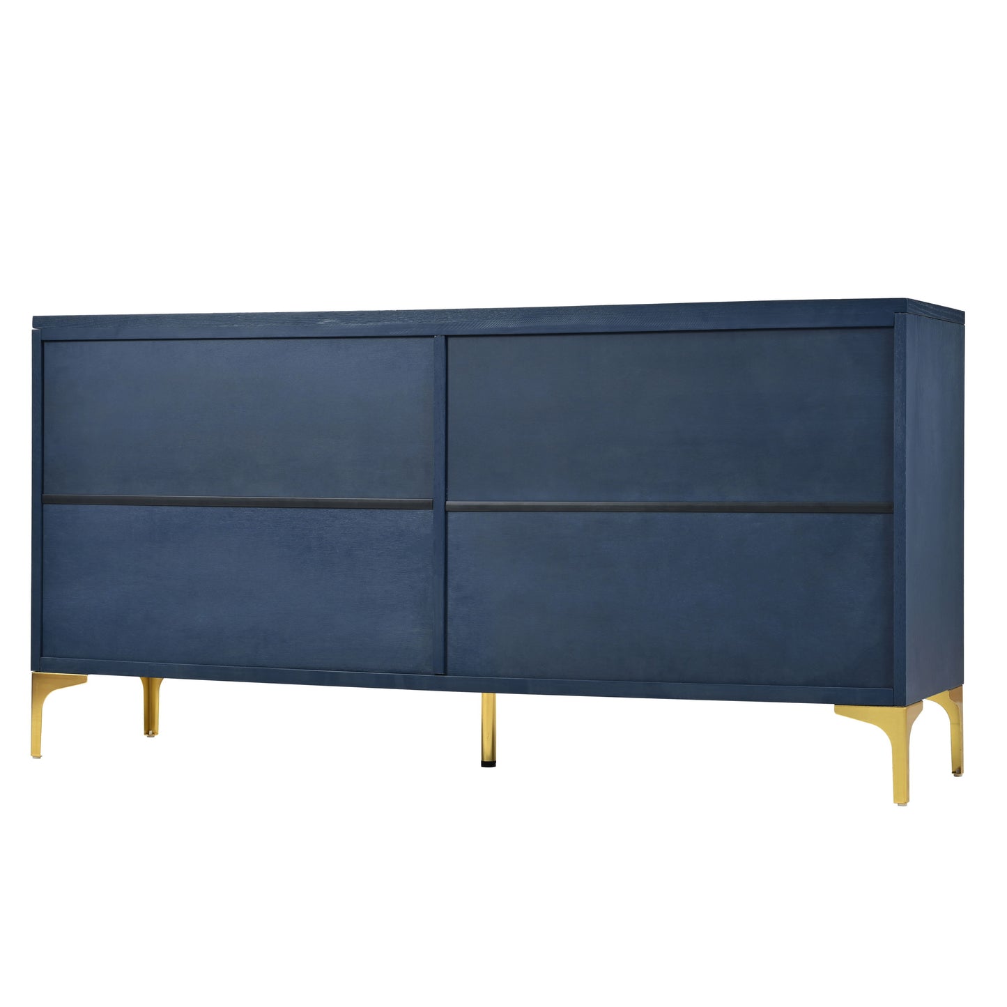 Modern 4 Door Sideboard With Creative Carved Surface And Adjustable Shelves - Light Blue