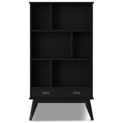 Draper - Mid Century Wide Bookcase And Storage Unit - Black