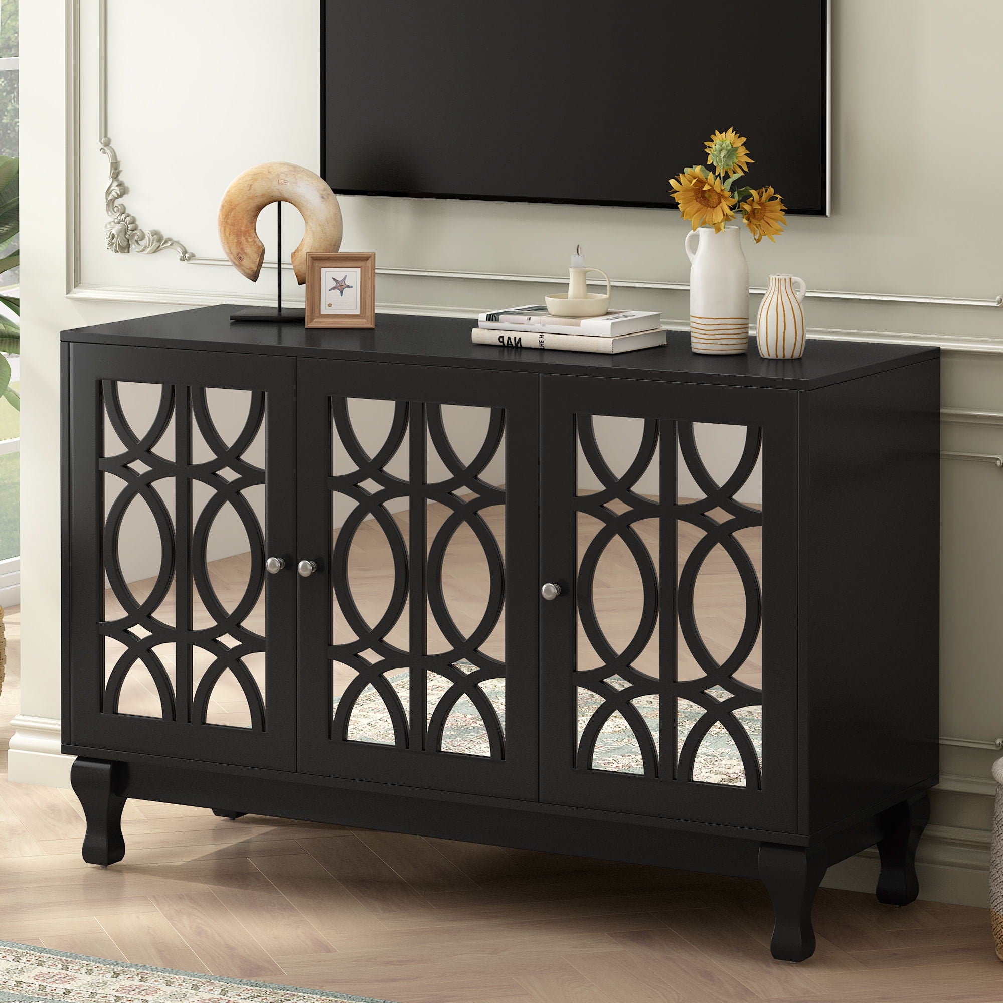 Modern Mirrored TV Stand For TV Up To 55