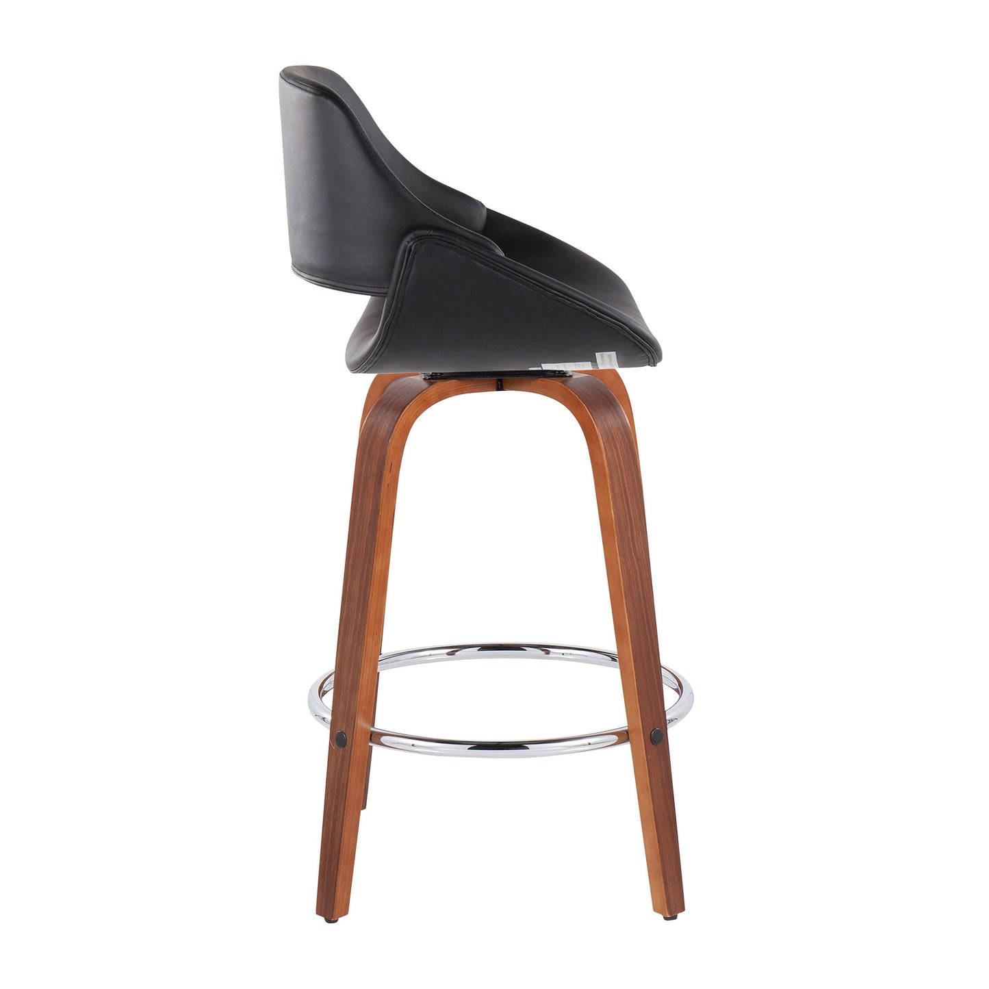 Fabrico - Mid-Century Modern Fixed Height Counter Stool With Round Footrest (Set of 2) - Walnut / Black