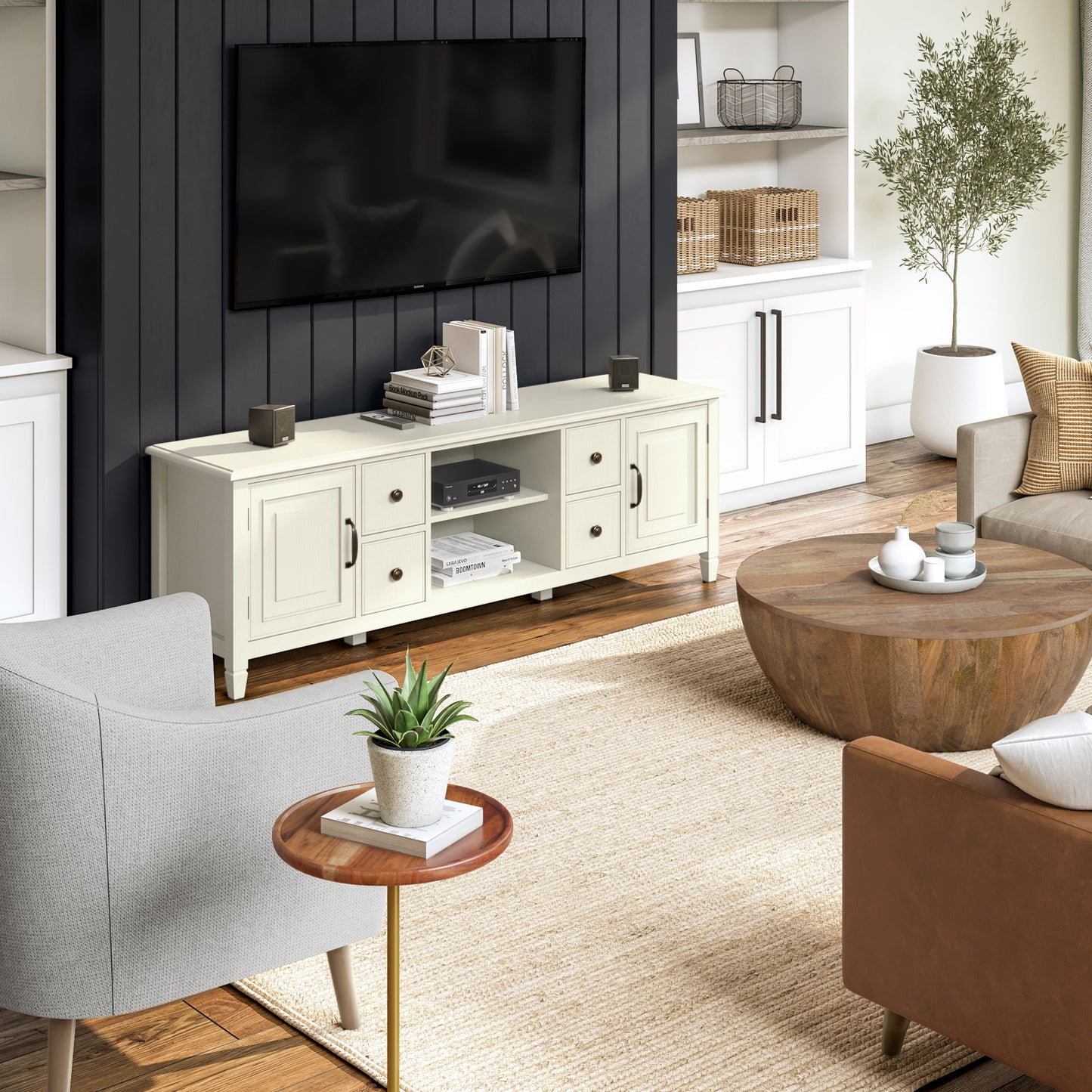 Connaught - Wide TV Stand - Antique White