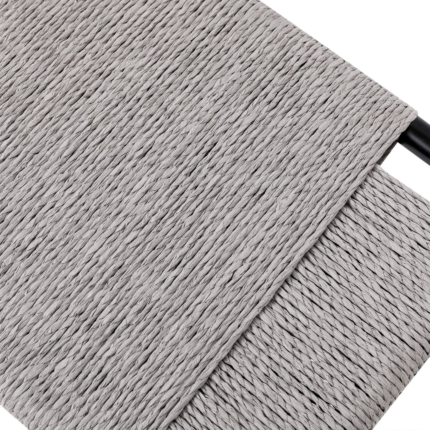 Boho Hand Woven Entryway Ottoman Vanity Chair Footrest Stool For Living Room Sofas - Gray