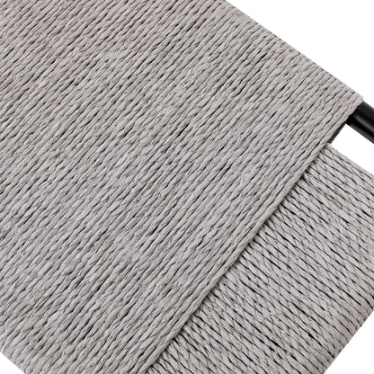 Boho Hand Woven Entryway Ottoman Vanity Chair Footrest Stool For Living Room Sofas - Gray
