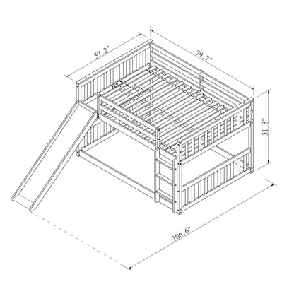 Full Over Full Bunk Bed With Slide And Ladder - White