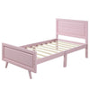 Twin Platform Bed Frame Mattress Foundation With Headboard And Slat Support - Pink