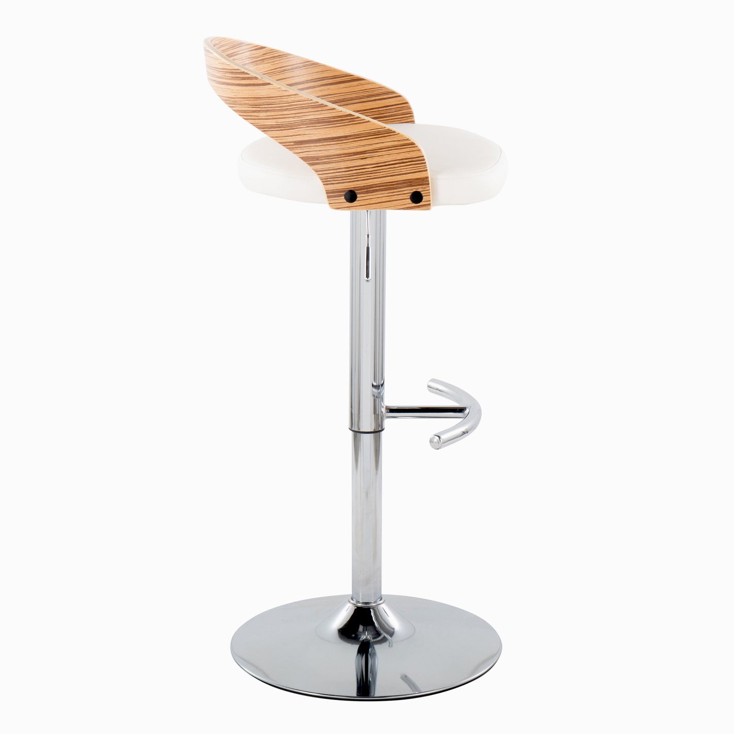 Grotto - Contemporary Adjustable Barstool With Swivel With Rounded T Footrest (Set of 2) - Chrome / Zebra / White