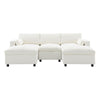 Modular Sectional With Storage Pockets, 5 Seat U Shaped Couch Set With Pillows Free Combination Modern Cloud Sofa With 2 Movable Ottoman - White