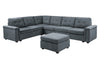 Isla - Woven Fabric 7 Seater Sectional Sofa & Ottoman - Gray