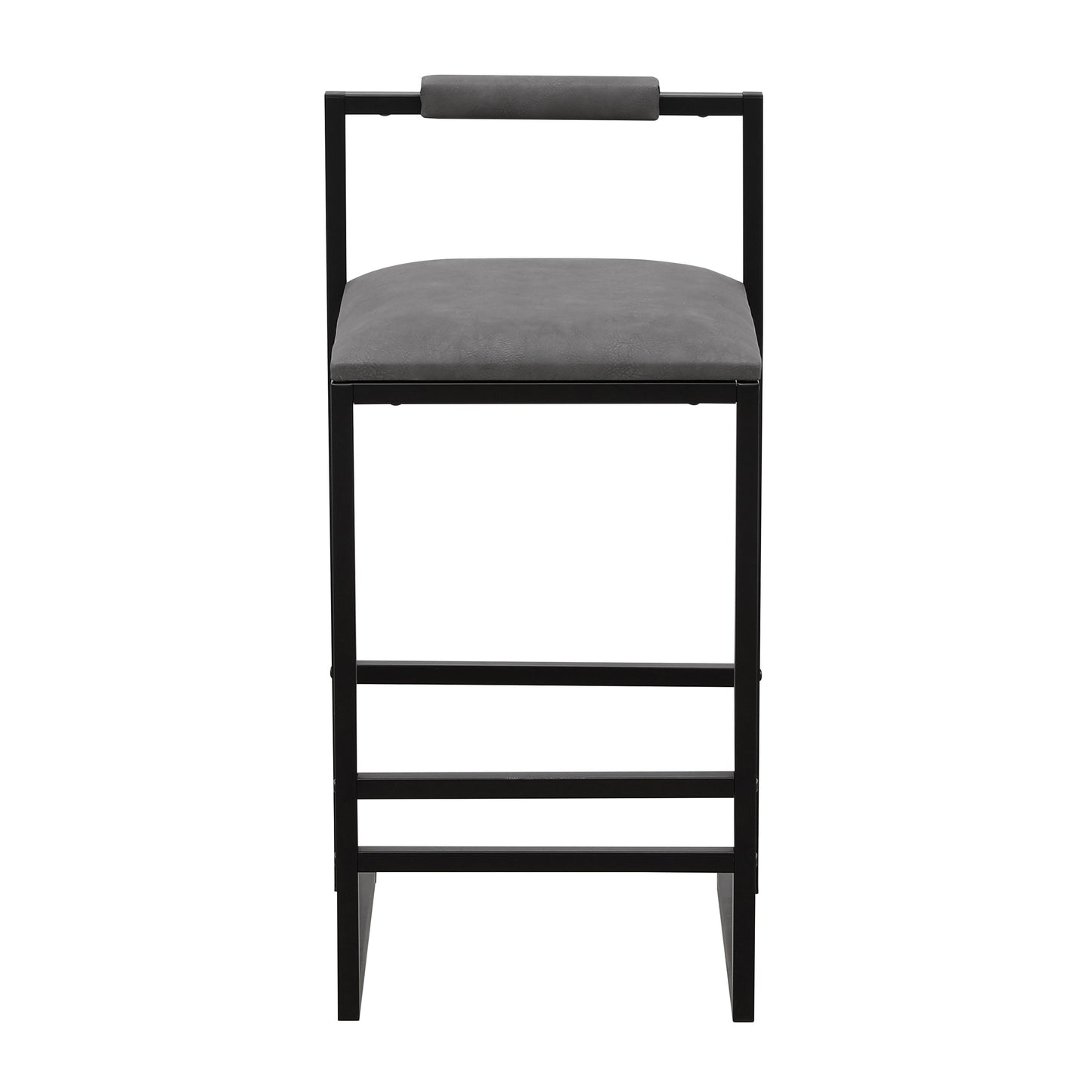 Modern Armless Metal Legs Kitchen Island Stools With Back Upholstered Chairs 2 Piece Set - Gray